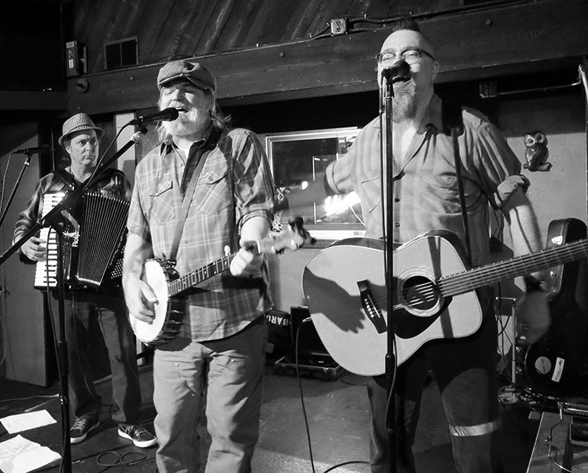 South Sound Tug & Barge live at the Parliament Tavern, March 2016  (i. to r. Charley Rowan, Steve Duda, Scott M.X. Turner)